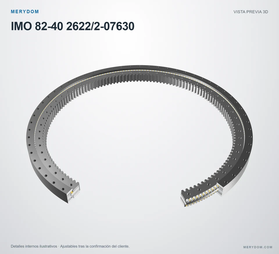 Vista previa del modelo 3D de la corona de giro de sustitución MERYDOM para IMO 82-40 2622/2-07630.