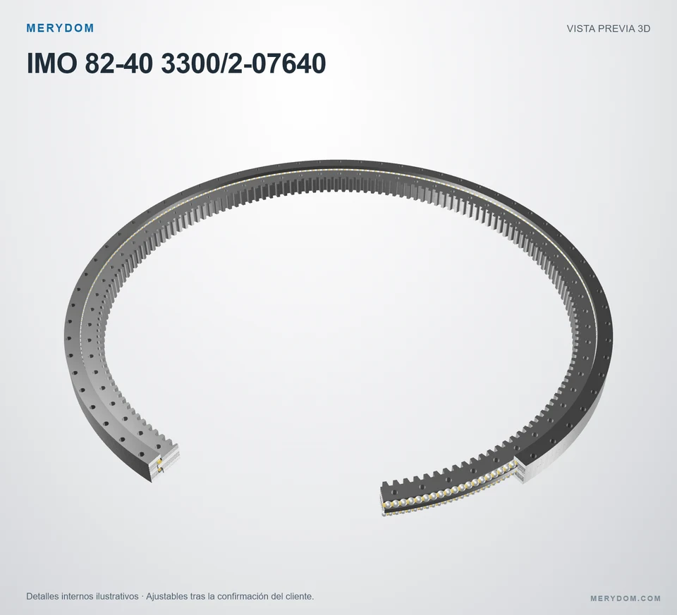 Vista previa del modelo 3D de la corona de giro de sustitución MERYDOM para IMO 82-40 3300/2-07640.