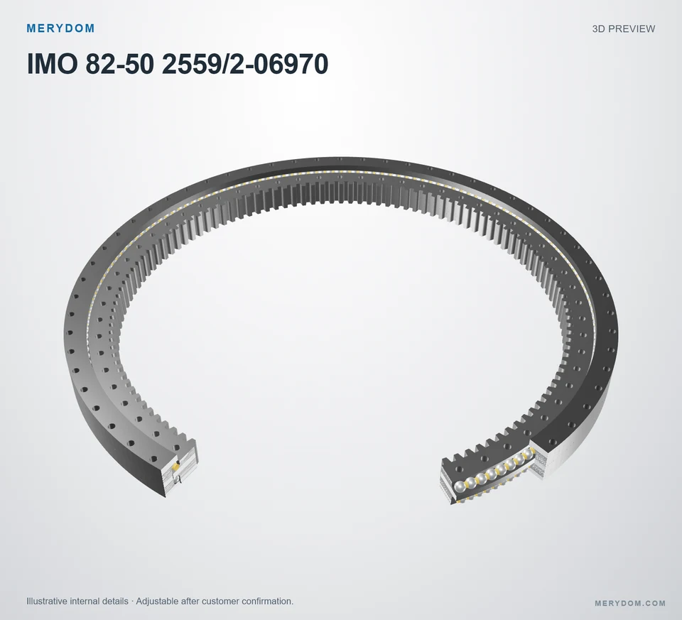 3D model preview of the MERYDOM replacement slewing bearing for IMO 82-50 2559/2-06970.