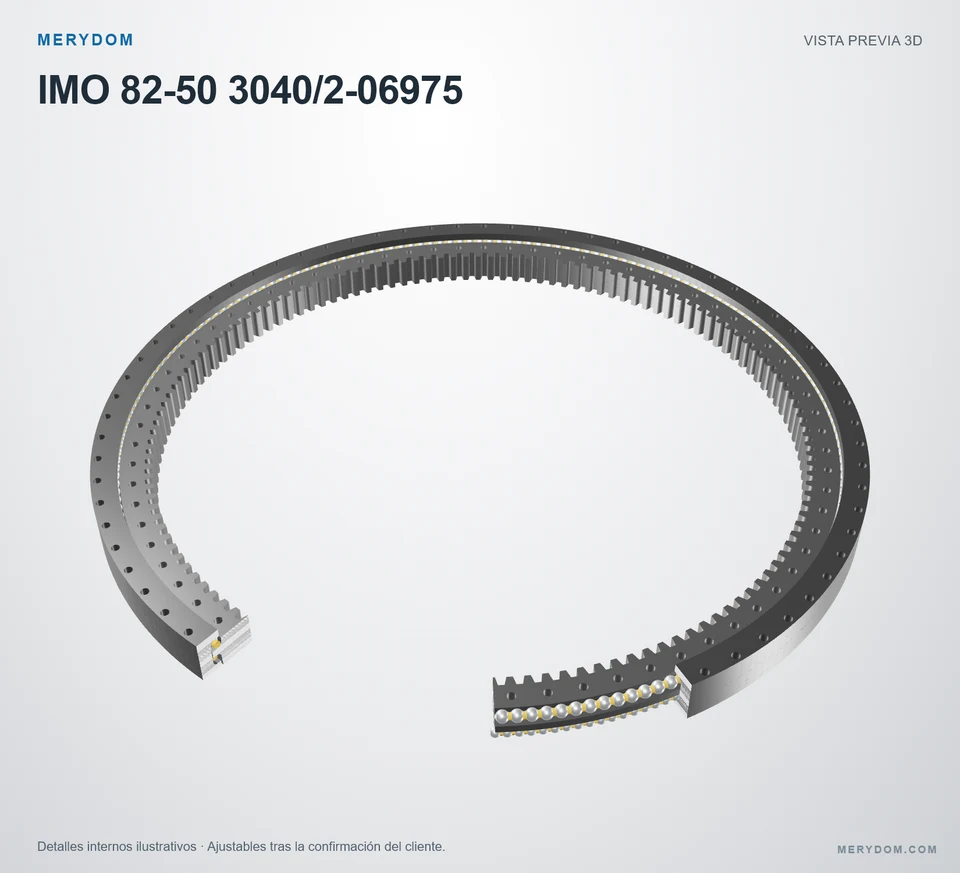 Vista previa del modelo 3D de la corona de giro de sustitución MERYDOM para IMO 82-50 3040/2-06975.