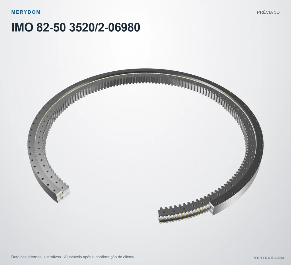 Prévia do modelo 3D do rolamento de giro de substituição MERYDOM para IMO 82-50 3520/2-06980.