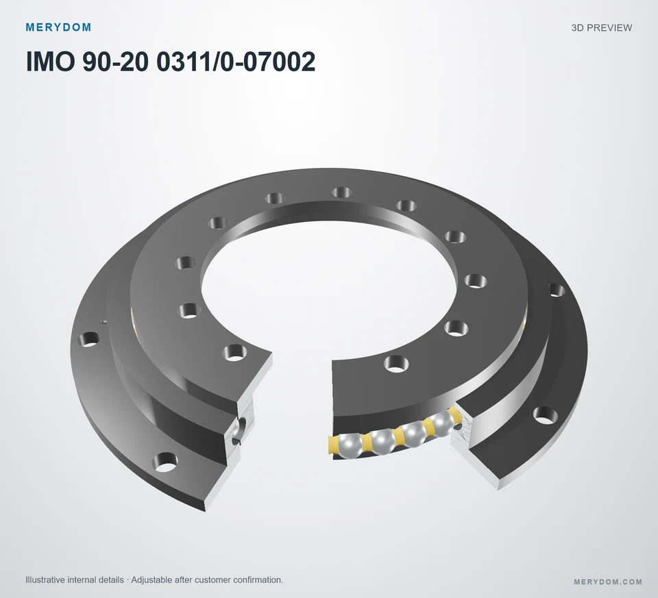 3D model preview of the MERYDOM replacement slewing bearing for IMO 90-20 0311/0-07002.