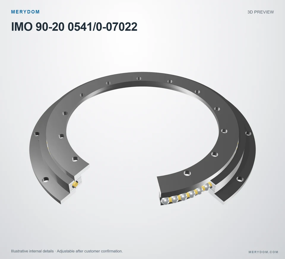 3D model preview of the MERYDOM replacement slewing bearing for IMO 90-20 0541/0-07022.