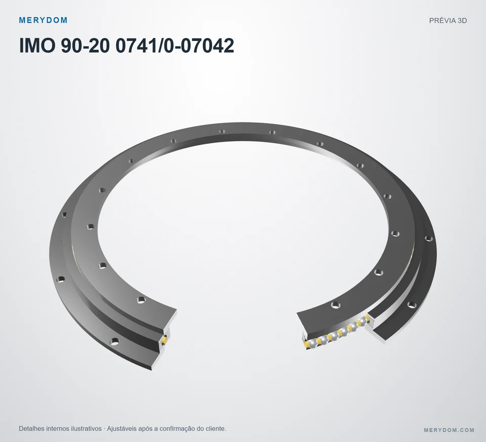 Prévia do modelo 3D do rolamento de giro de substituição MERYDOM para IMO 90-20 0741/0-07042.