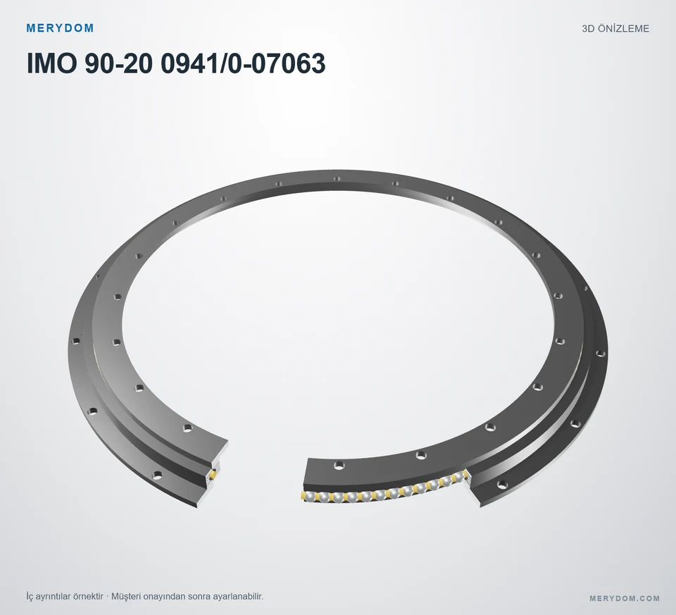 IMO 90-20 0941/0-07063 için MERYDOM muadil döner tabla rulmanının 3D model önizlemesi.