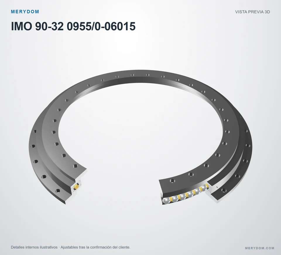 Vista previa del modelo 3D de la corona de giro de sustitución MERYDOM para IMO 90-32 0955/0-06015.