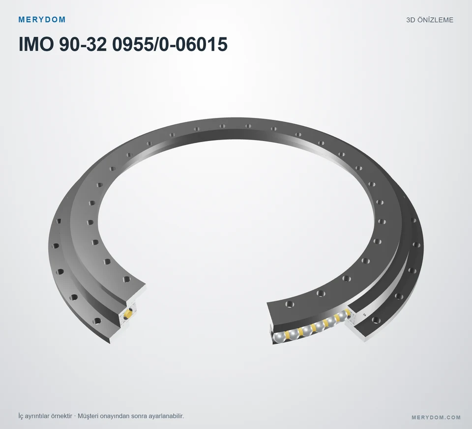 IMO 90-32 0955/0-06015 için MERYDOM muadil döner tabla rulmanının 3D model önizlemesi.