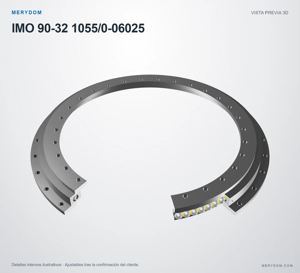 Vista previa del modelo 3D de la corona de giro de sustitución MERYDOM para IMO 90-32 1055/0-06025.