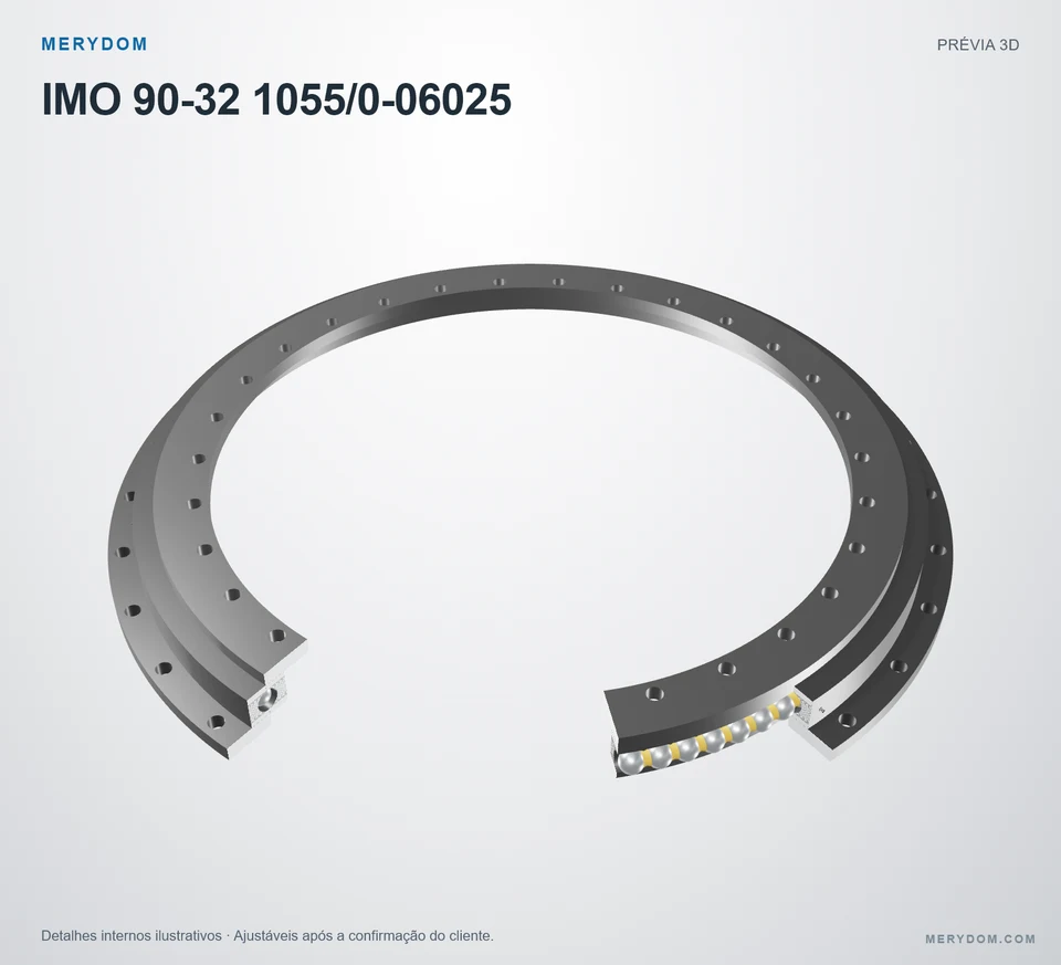 Prévia do modelo 3D do rolamento de giro de substituição MERYDOM para IMO 90-32 1055/0-06025.