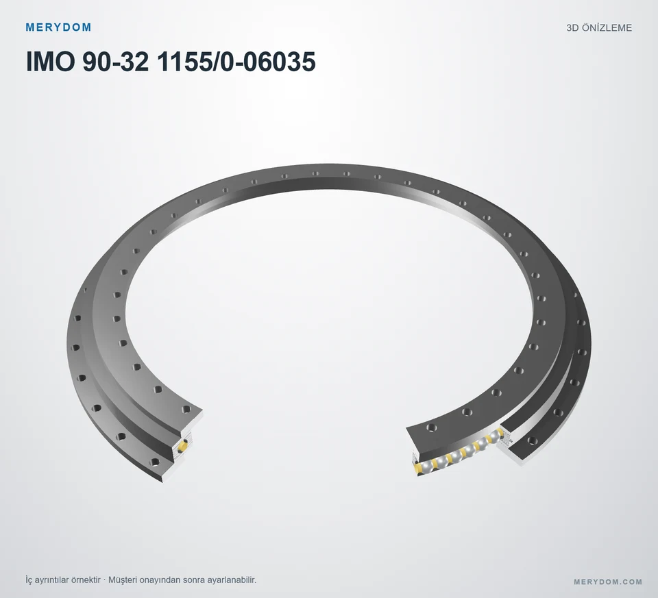 IMO 90-32 1155/0-06035 için MERYDOM muadil döner tabla rulmanının 3D model önizlemesi.