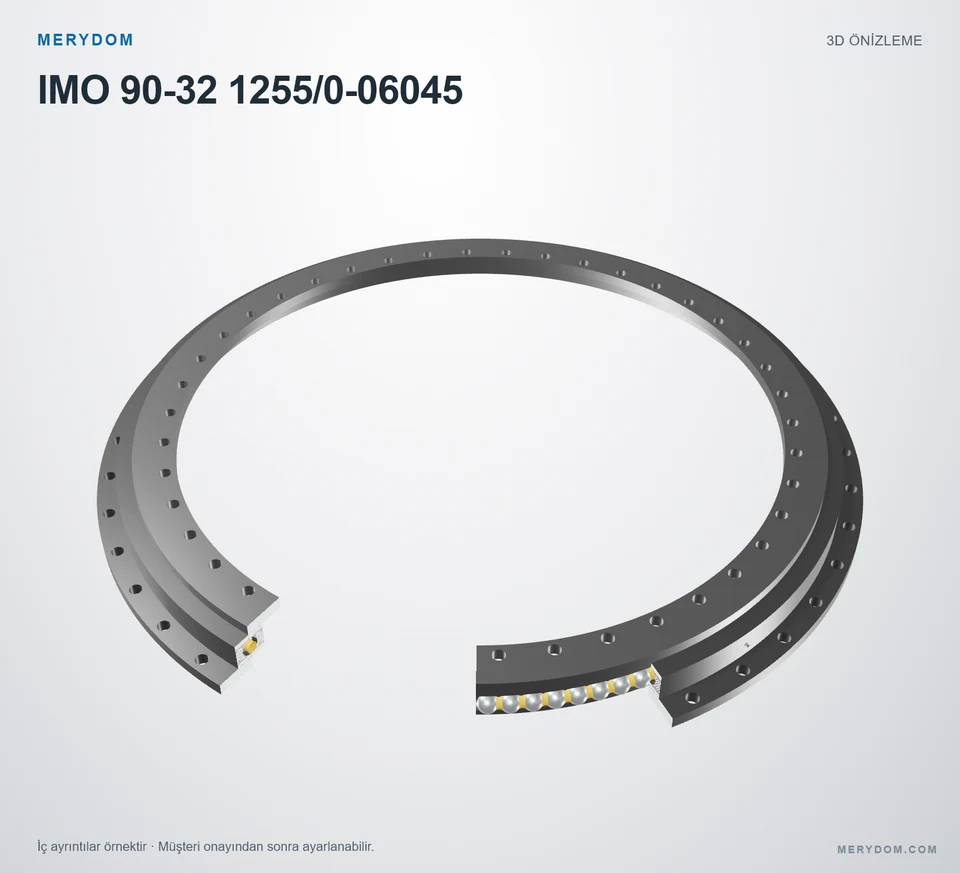 IMO 90-32 1255/0-06045 için MERYDOM muadil döner tabla rulmanının 3D model önizlemesi.