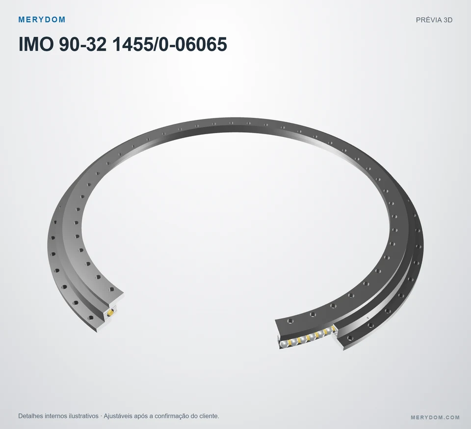 Prévia do modelo 3D do rolamento de giro de substituição MERYDOM para IMO 90-32 1455/0-06065.