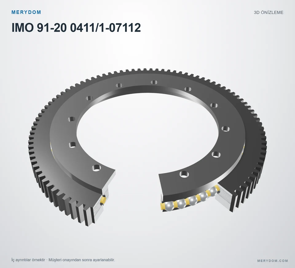 IMO 91-20 0411/1-07112 için MERYDOM muadil döner tabla rulmanının 3D model önizlemesi.