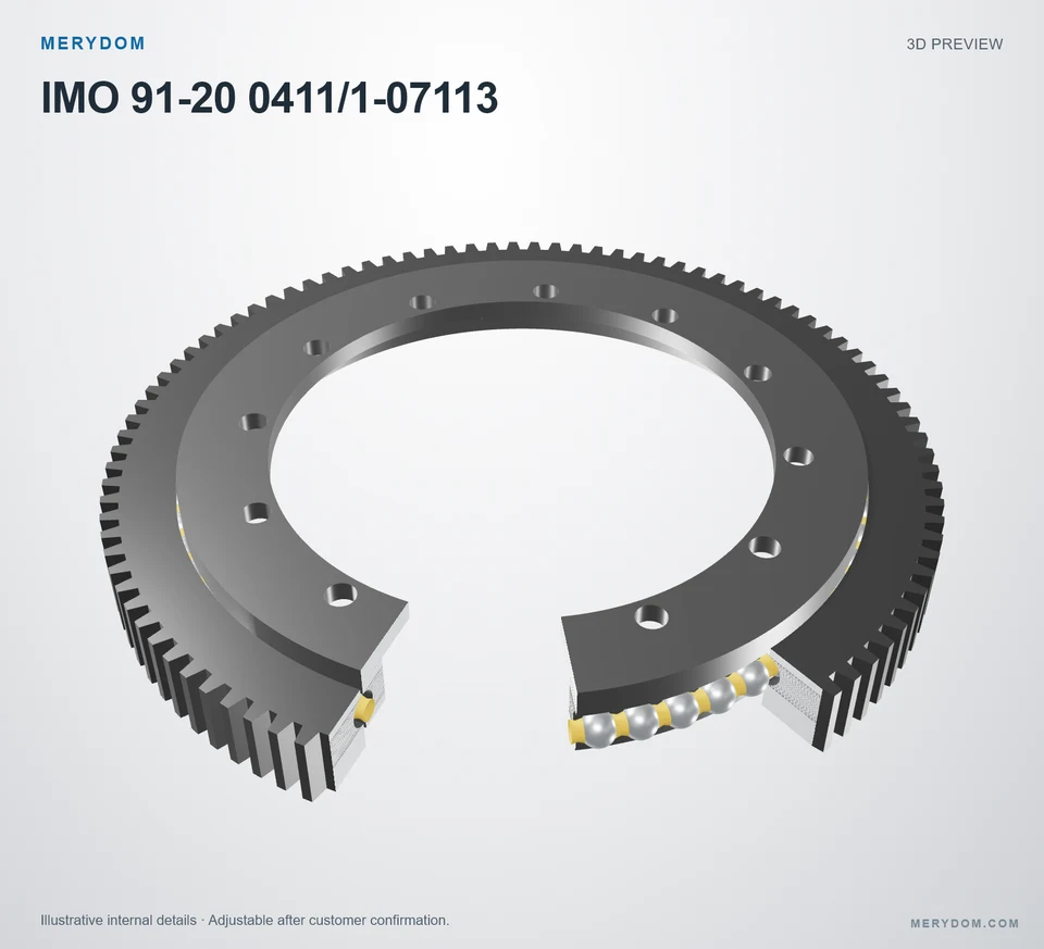 3D model preview of the MERYDOM replacement slewing bearing for IMO 91-20 0411/1-07113.