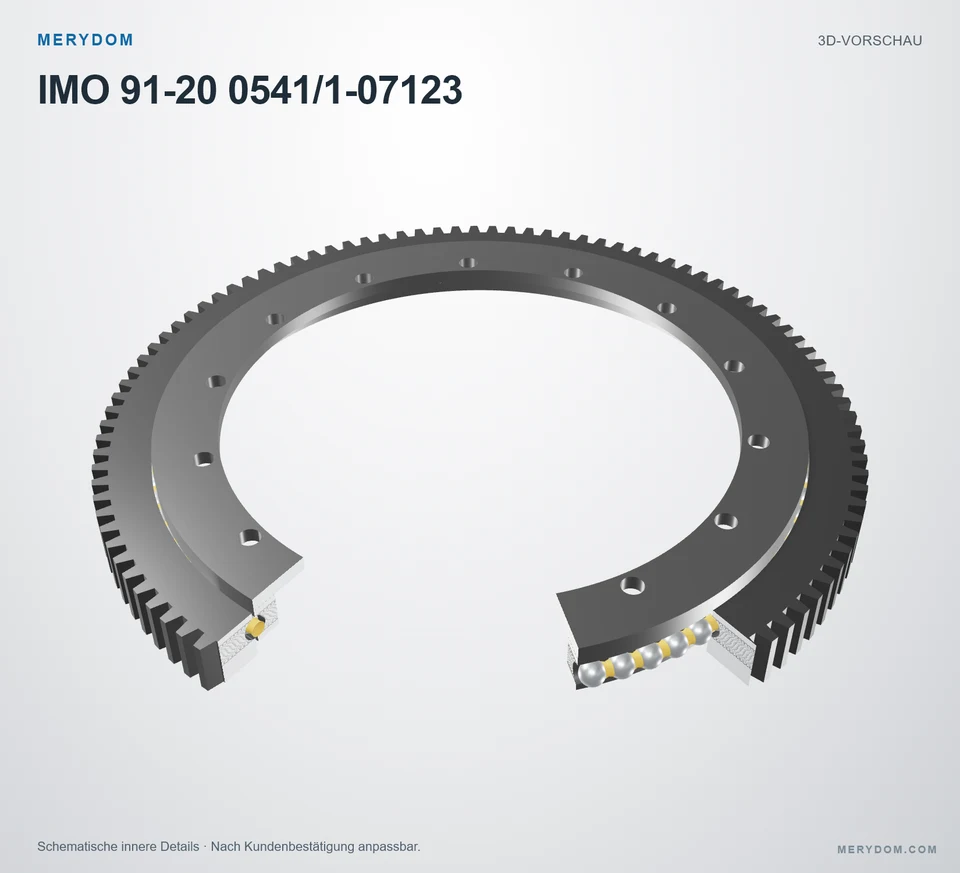 Vorschau des 3D-Modells des MERYDOM-Ersatzdrehkranzes für IMO 91-20 0541/1-07123.