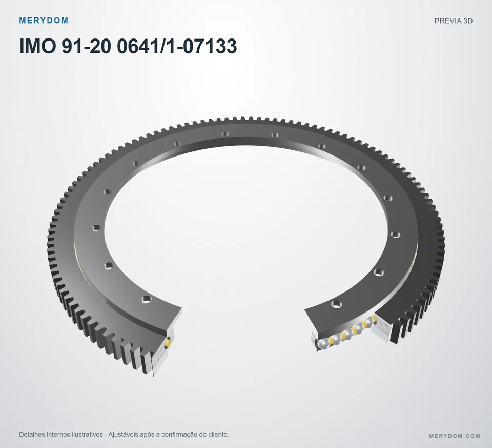 Prévia do modelo 3D do rolamento de giro de substituição MERYDOM para IMO 91-20 0641/1-07133.