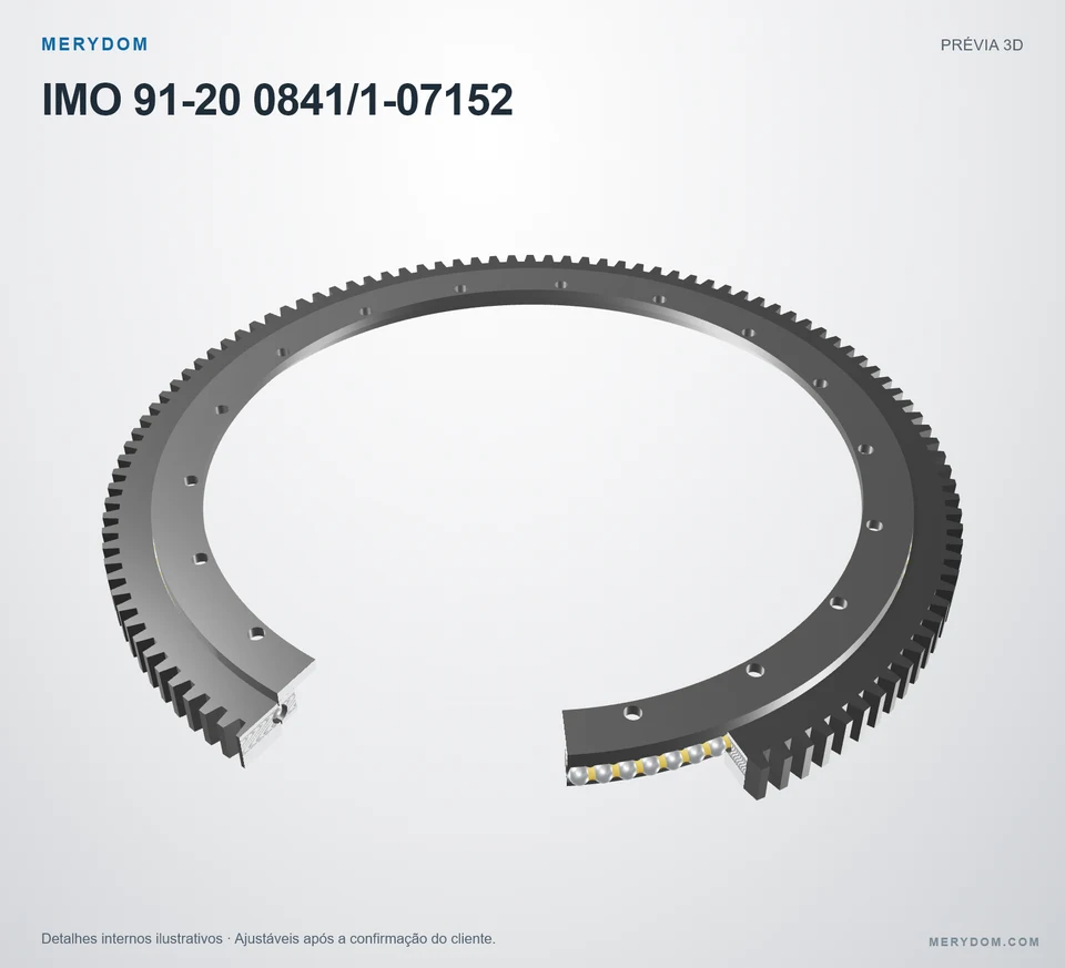 Prévia do modelo 3D do rolamento de giro de substituição MERYDOM para IMO 91-20 0841/1-07152.