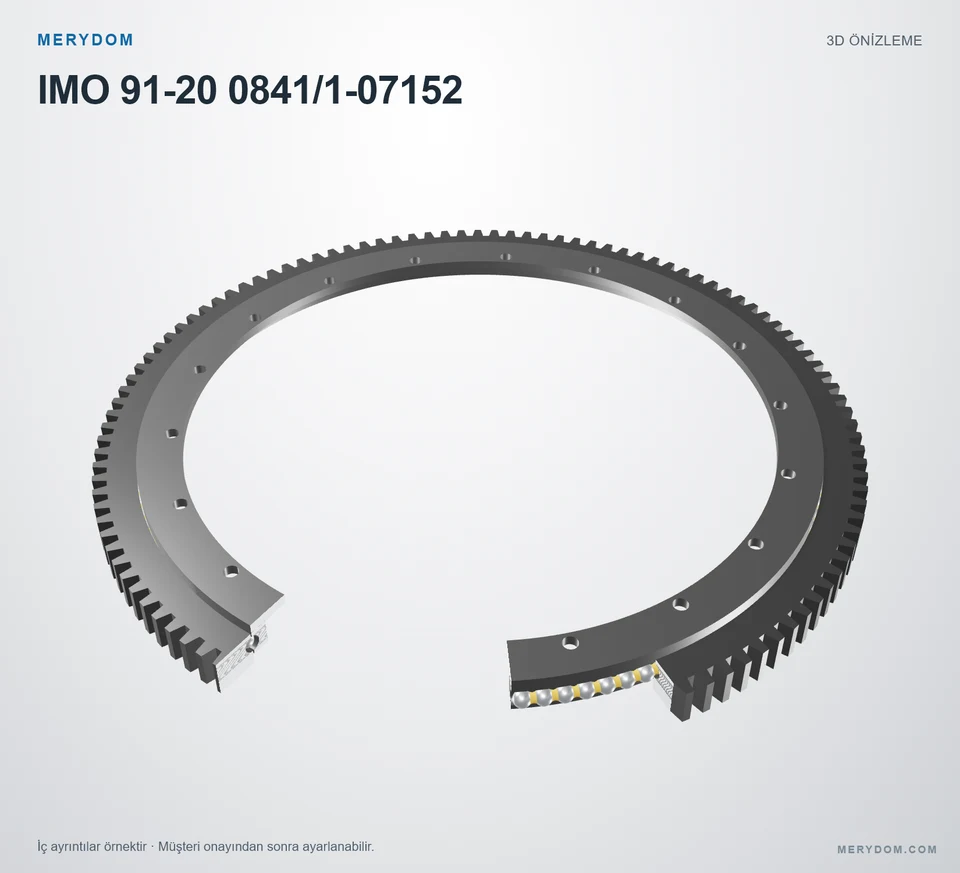 IMO 91-20 0841/1-07152 için MERYDOM muadil döner tabla rulmanının 3D model önizlemesi.