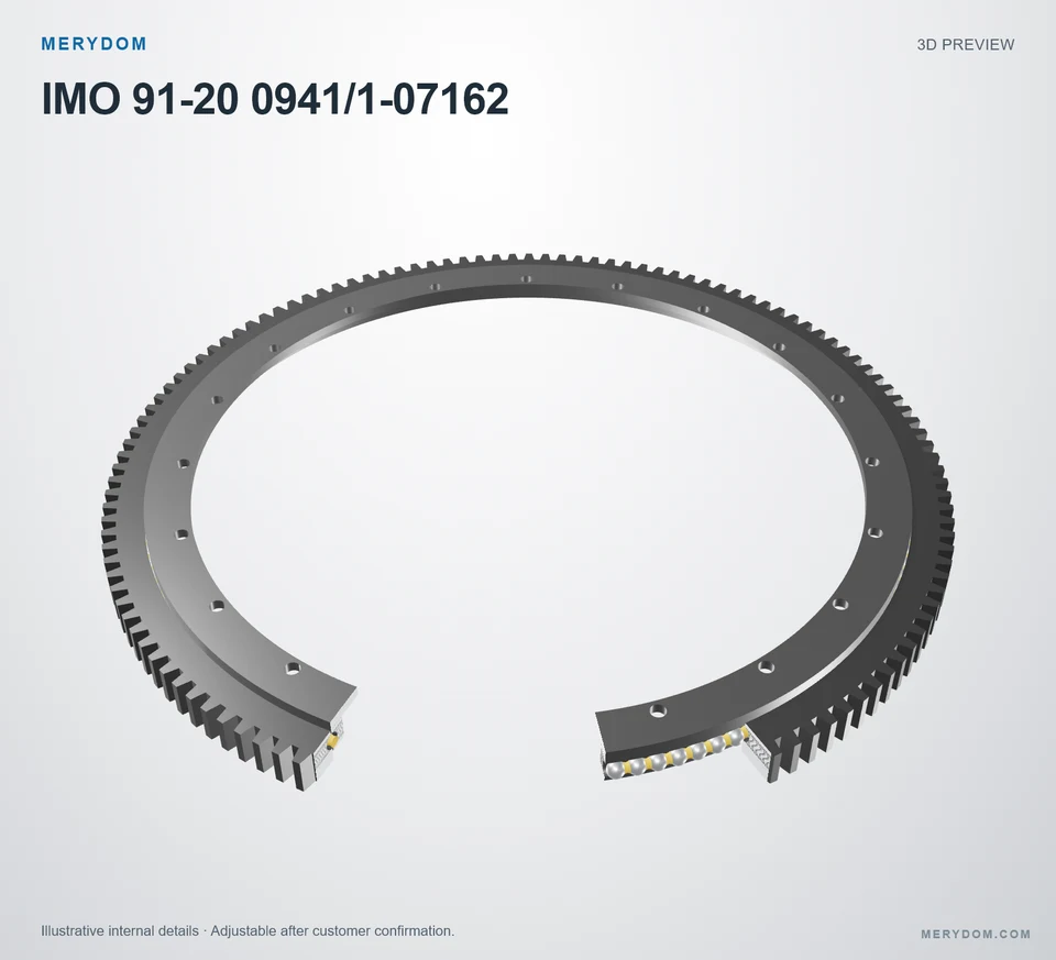 3D model preview of the MERYDOM replacement slewing bearing for IMO 91-20 0941/1-07162.