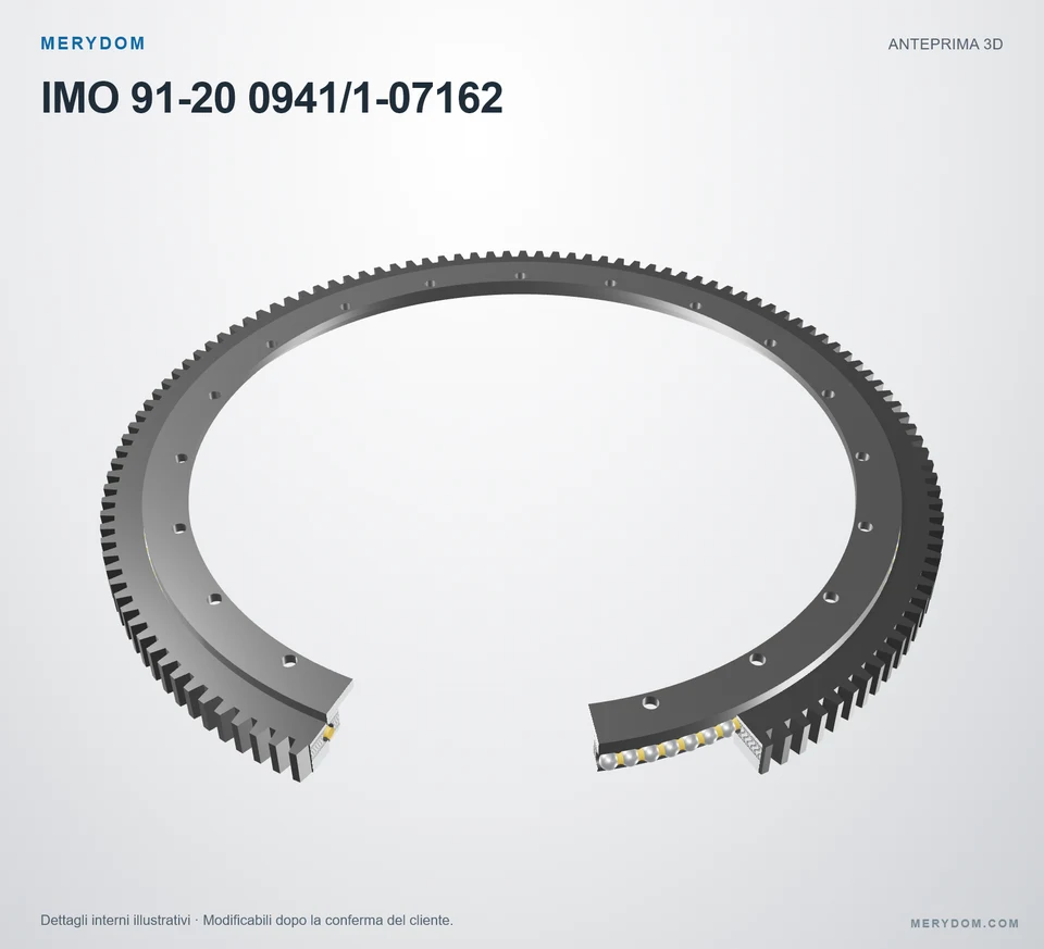 Anteprima del modello 3D del cuscinetto di rotazione sostitutivo MERYDOM per IMO 91-20 0941/1-07162.
