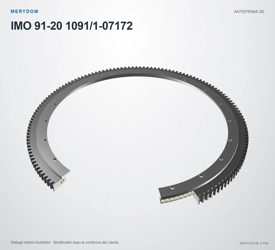 Anteprima del modello 3D del cuscinetto di rotazione sostitutivo MERYDOM per IMO 91-20 1091/1-07172.