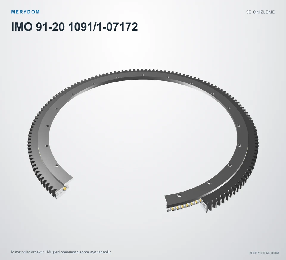 IMO 91-20 1091/1-07172 için MERYDOM muadil döner tabla rulmanının 3D model önizlemesi.