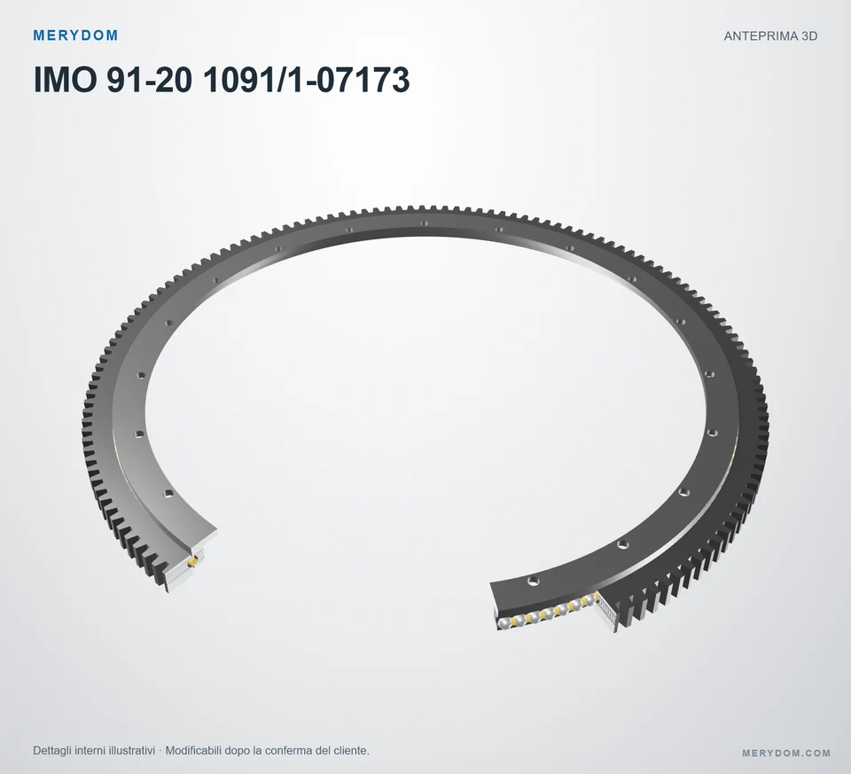 Anteprima del modello 3D del cuscinetto di rotazione sostitutivo MERYDOM per IMO 91-20 1091/1-07173.