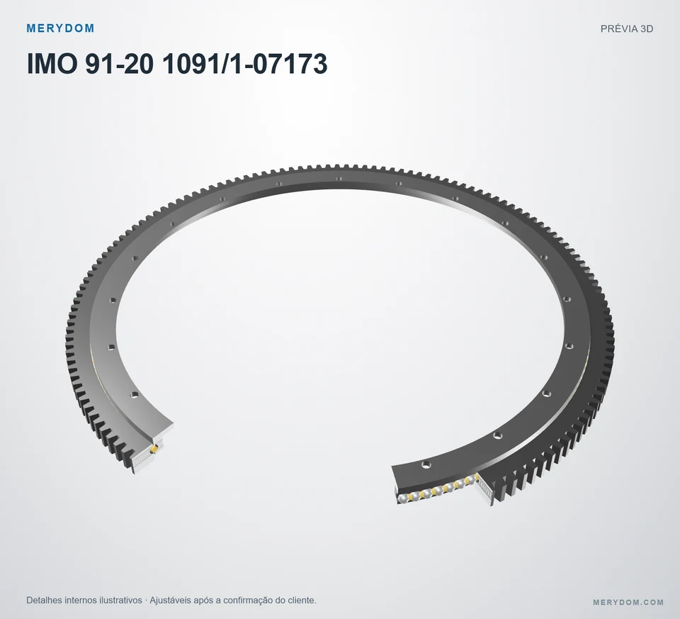 Prévia do modelo 3D do rolamento de giro de substituição MERYDOM para IMO 91-20 1091/1-07173.