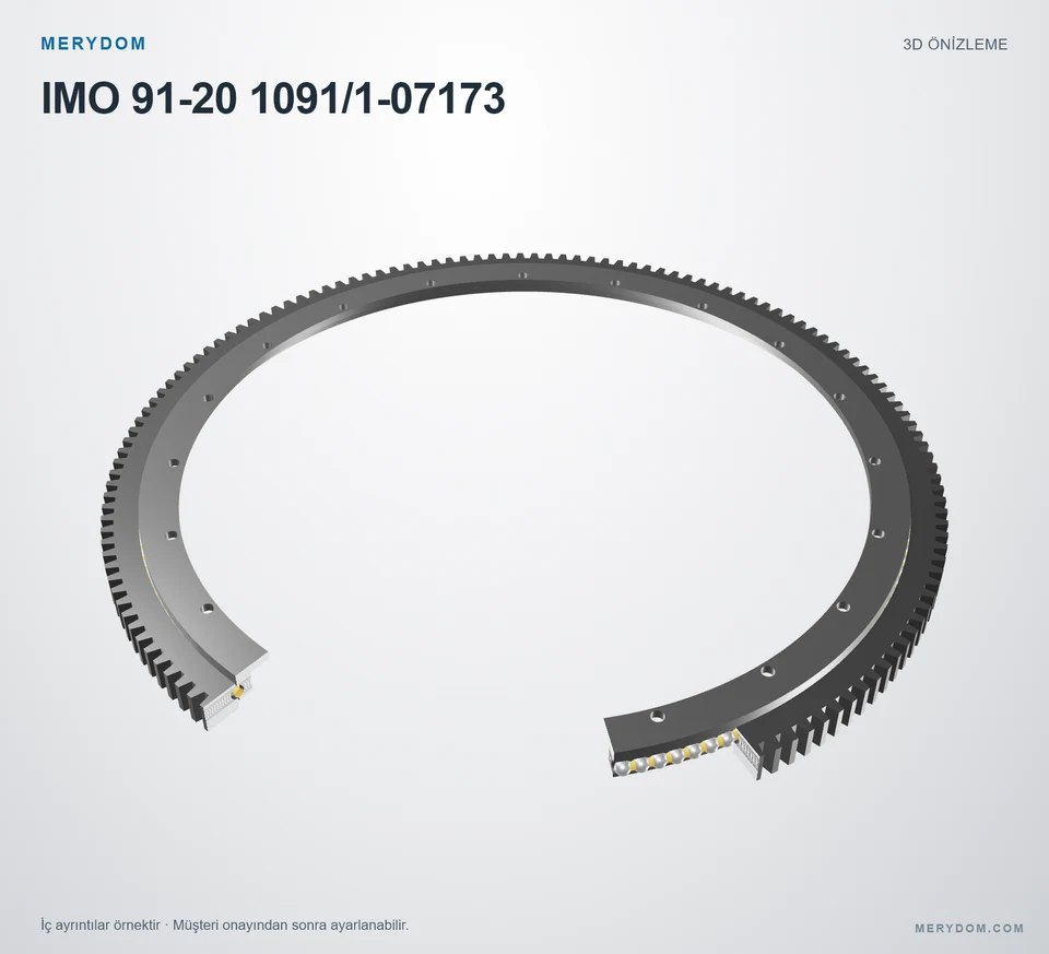 IMO 91-20 1091/1-07173 için MERYDOM muadil döner tabla rulmanının 3D model önizlemesi.
