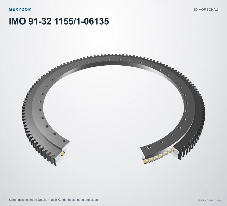 Vorschau des 3D-Modells des MERYDOM-Ersatzdrehkranzes für IMO 91-32 1155/1-06135.
