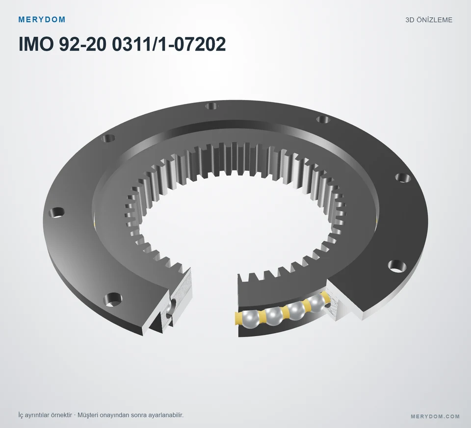 IMO 92-20 0311/1-07202 için MERYDOM muadil döner tabla rulmanının 3D model önizlemesi.