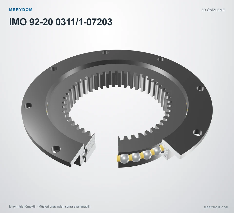 IMO 92-20 0311/1-07203 için MERYDOM muadil döner tabla rulmanının 3D model önizlemesi.