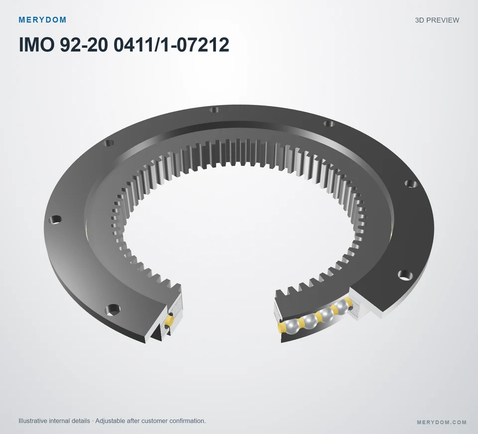 3D model preview of the MERYDOM replacement slewing bearing for IMO 92-20 0411/1-07212.