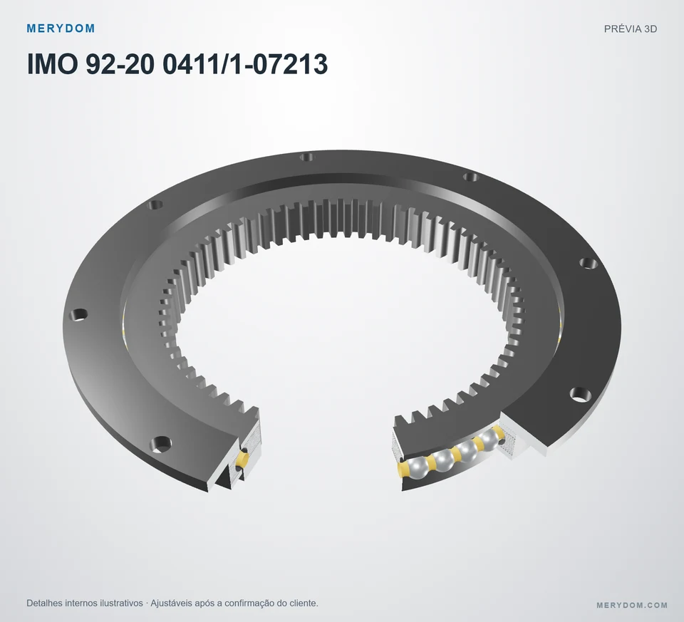 Prévia do modelo 3D do rolamento de giro de substituição MERYDOM para IMO 92-20 0411/1-07213.