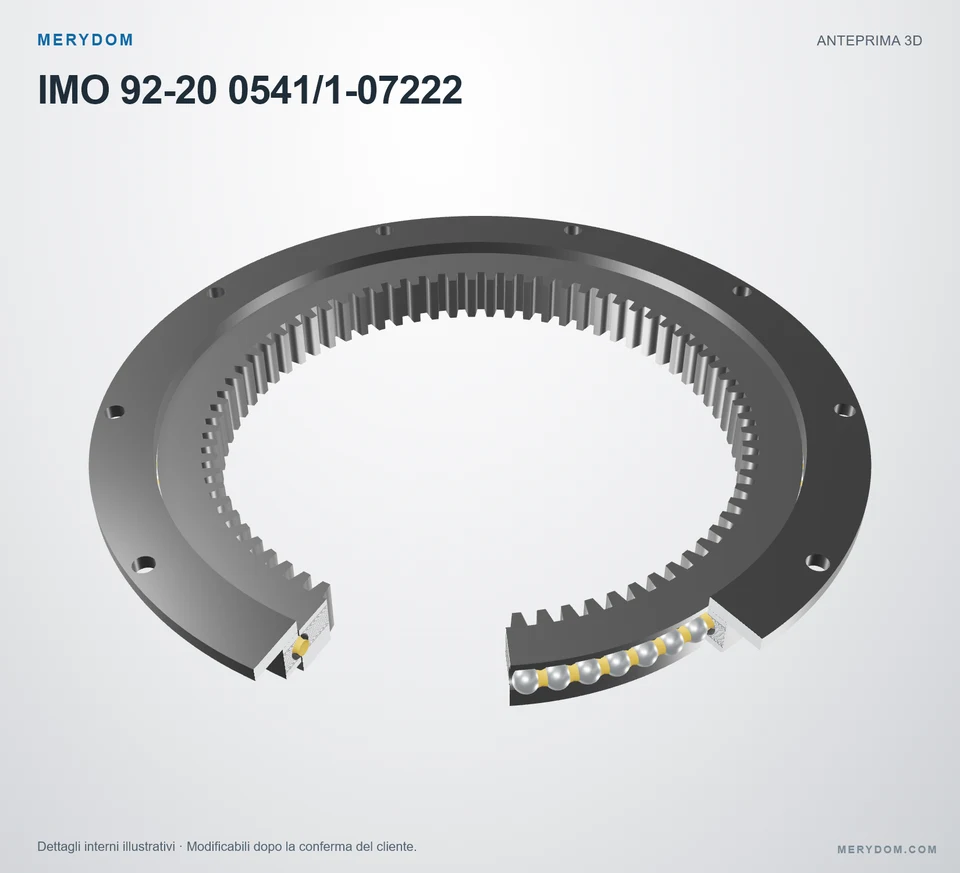 Anteprima del modello 3D del cuscinetto di rotazione sostitutivo MERYDOM per IMO 92-20 0541/1-07222.