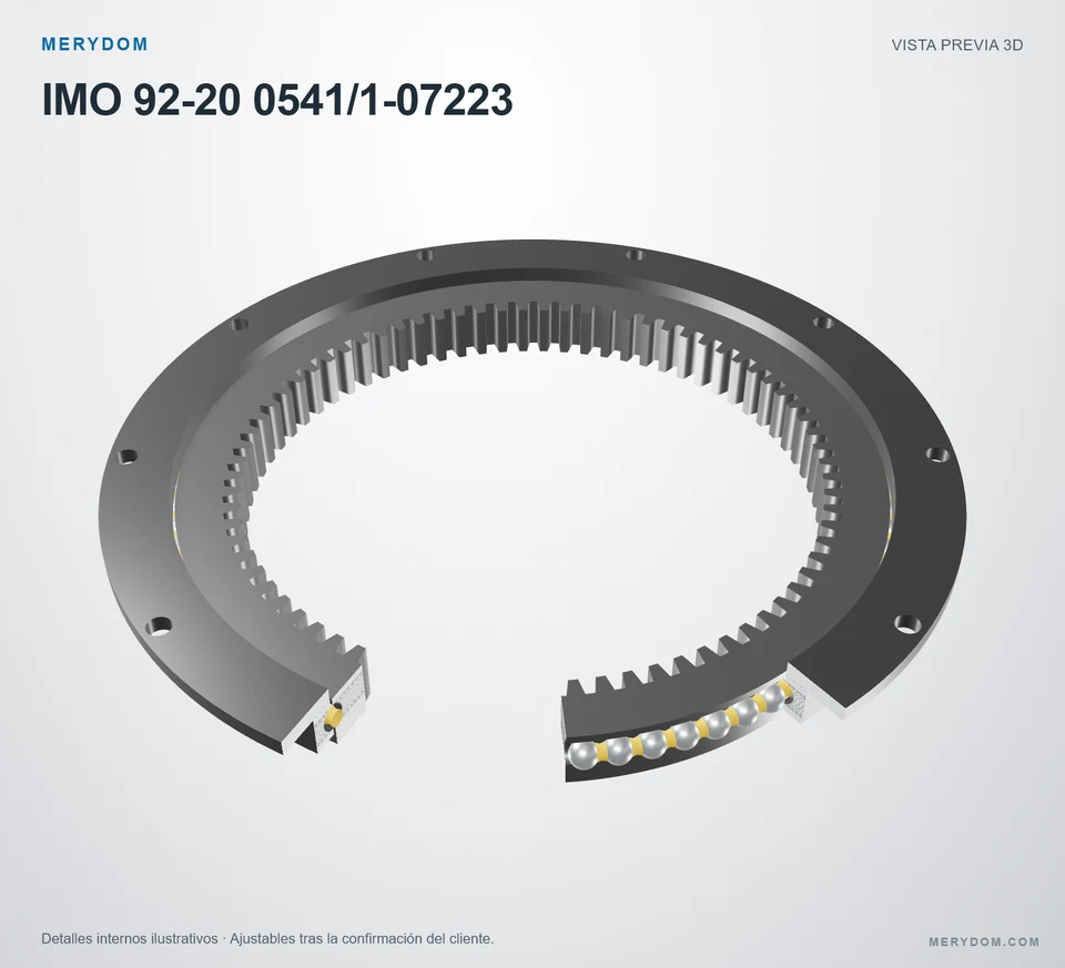 Vista previa del modelo 3D de la corona de giro de sustitución MERYDOM para IMO 92-20 0541/1-07223.