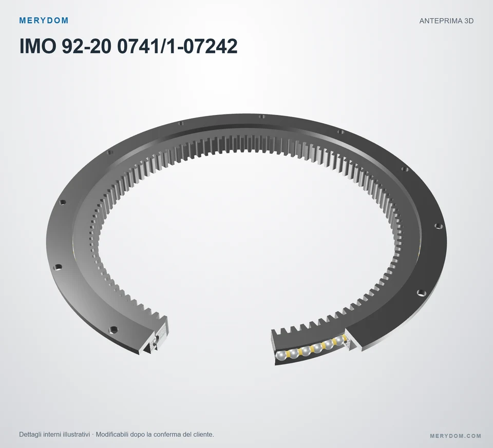 Anteprima del modello 3D del cuscinetto di rotazione sostitutivo MERYDOM per IMO 92-20 0741/1-07242.