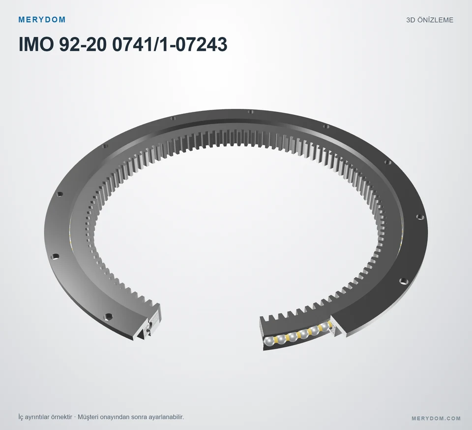 IMO 92-20 0741/1-07243 için MERYDOM muadil döner tabla rulmanının 3D model önizlemesi.