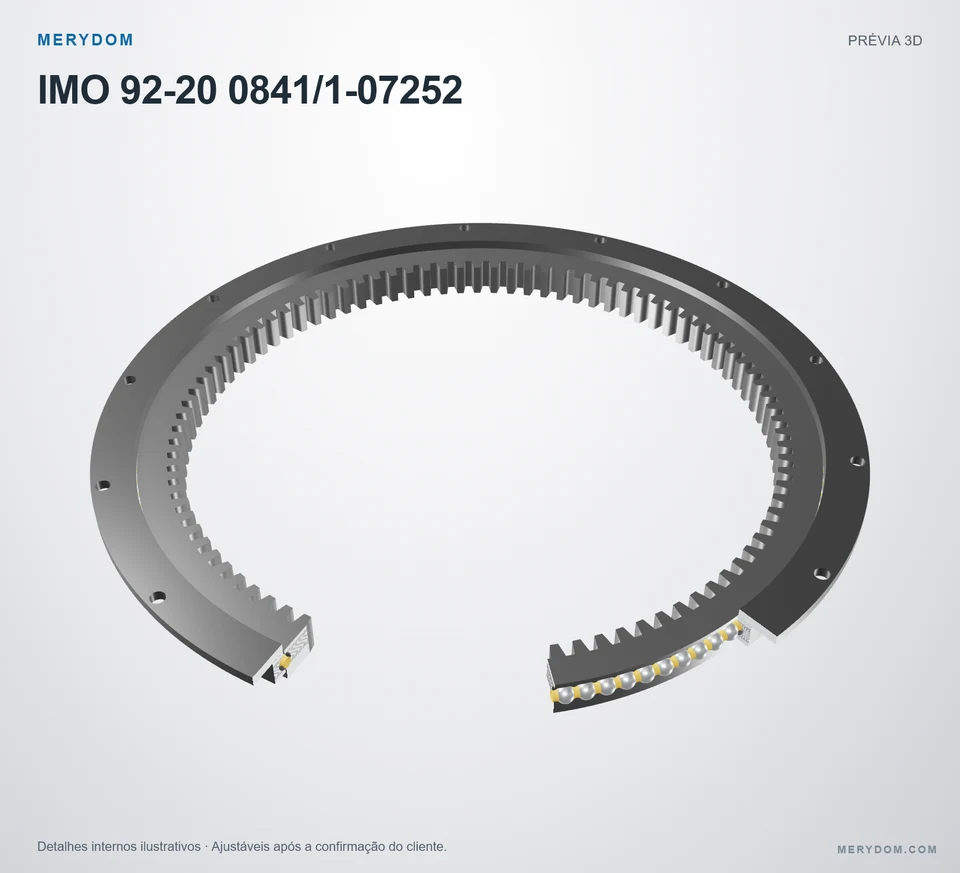 Prévia do modelo 3D do rolamento de giro de substituição MERYDOM para IMO 92-20 0841/1-07252.