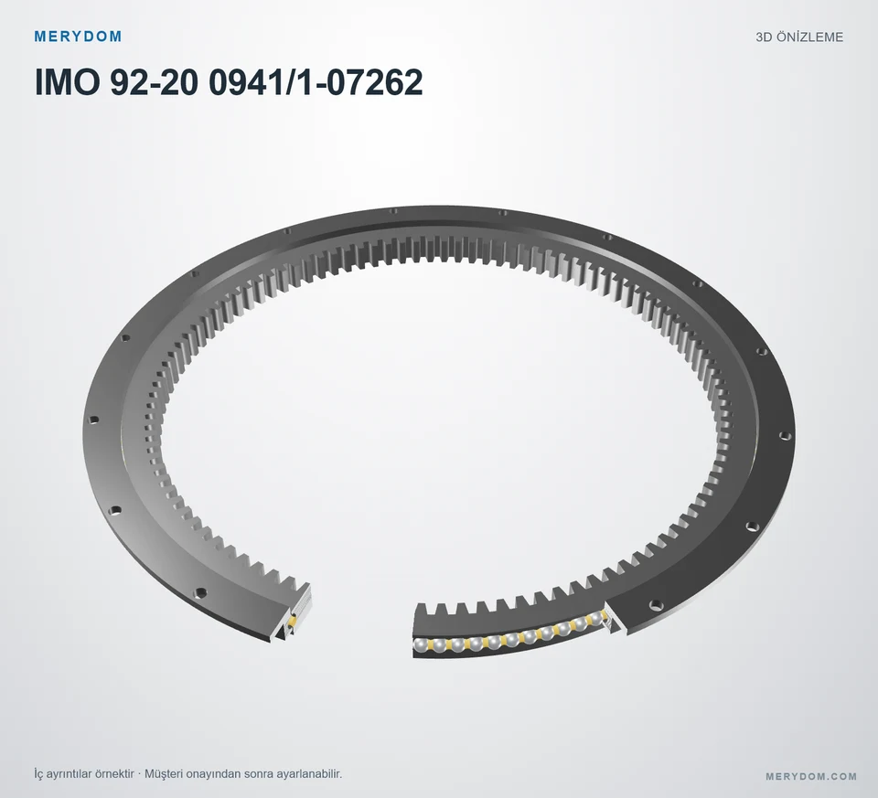 IMO 92-20 0941/1-07262 için MERYDOM muadil döner tabla rulmanının 3D model önizlemesi.