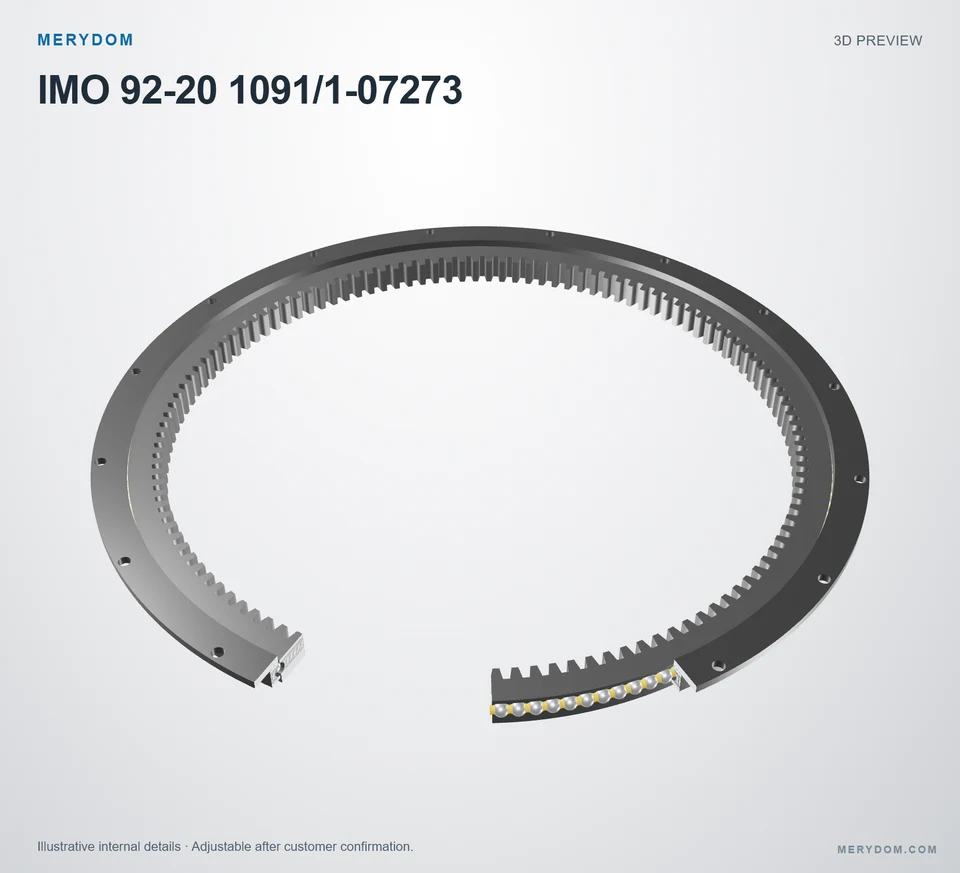 3D model preview of the MERYDOM replacement slewing bearing for IMO 92-20 1091/1-07273.