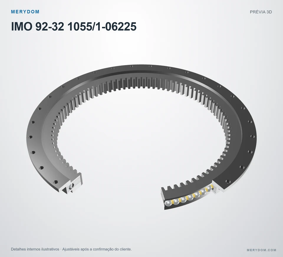 Prévia do modelo 3D do rolamento de giro de substituição MERYDOM para IMO 92-32 1055/1-06225.