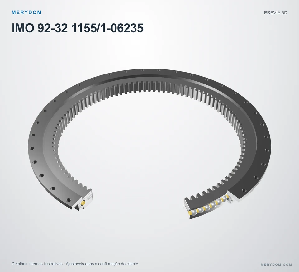 Prévia do modelo 3D do rolamento de giro de substituição MERYDOM para IMO 92-32 1155/1-06235.