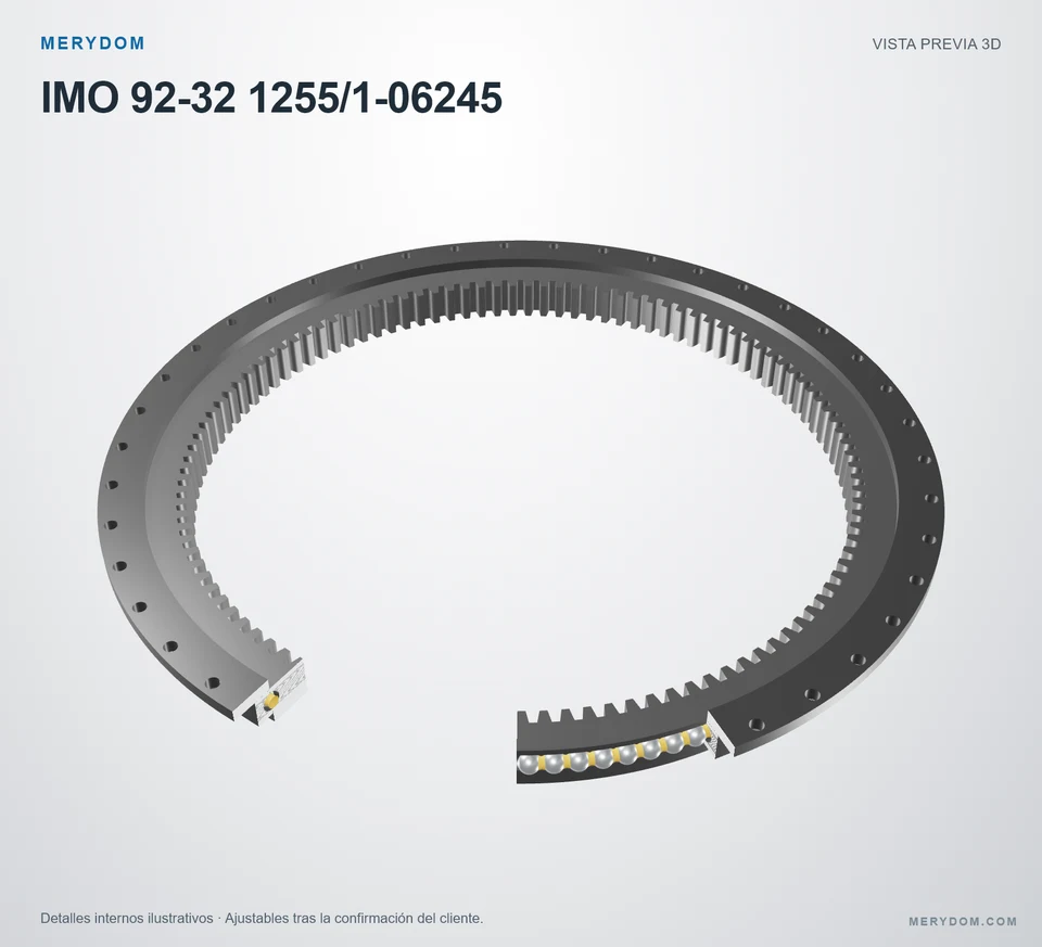 Vista previa del modelo 3D de la corona de giro de sustitución MERYDOM para IMO 92-32 1255/1-06245.