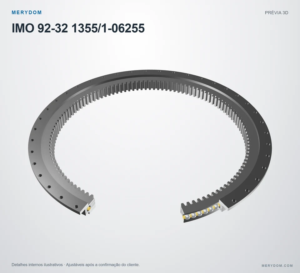 Prévia do modelo 3D do rolamento de giro de substituição MERYDOM para IMO 92-32 1355/1-06255.
