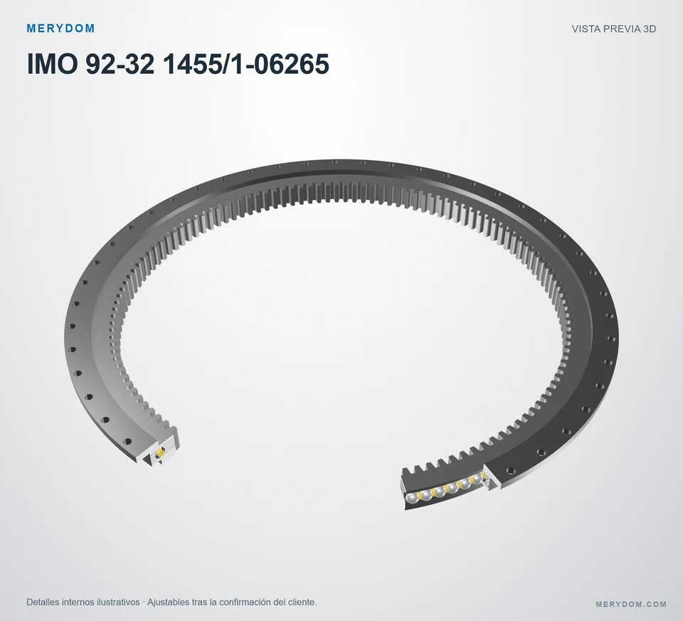 Vista previa del modelo 3D de la corona de giro de sustitución MERYDOM para IMO 92-32 1455/1-06265.