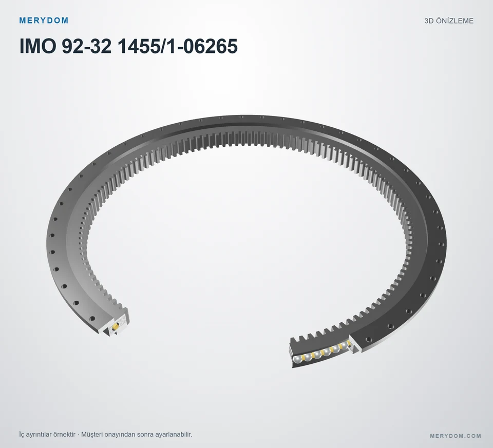 IMO 92-32 1455/1-06265 için MERYDOM muadil döner tabla rulmanının 3D model önizlemesi.