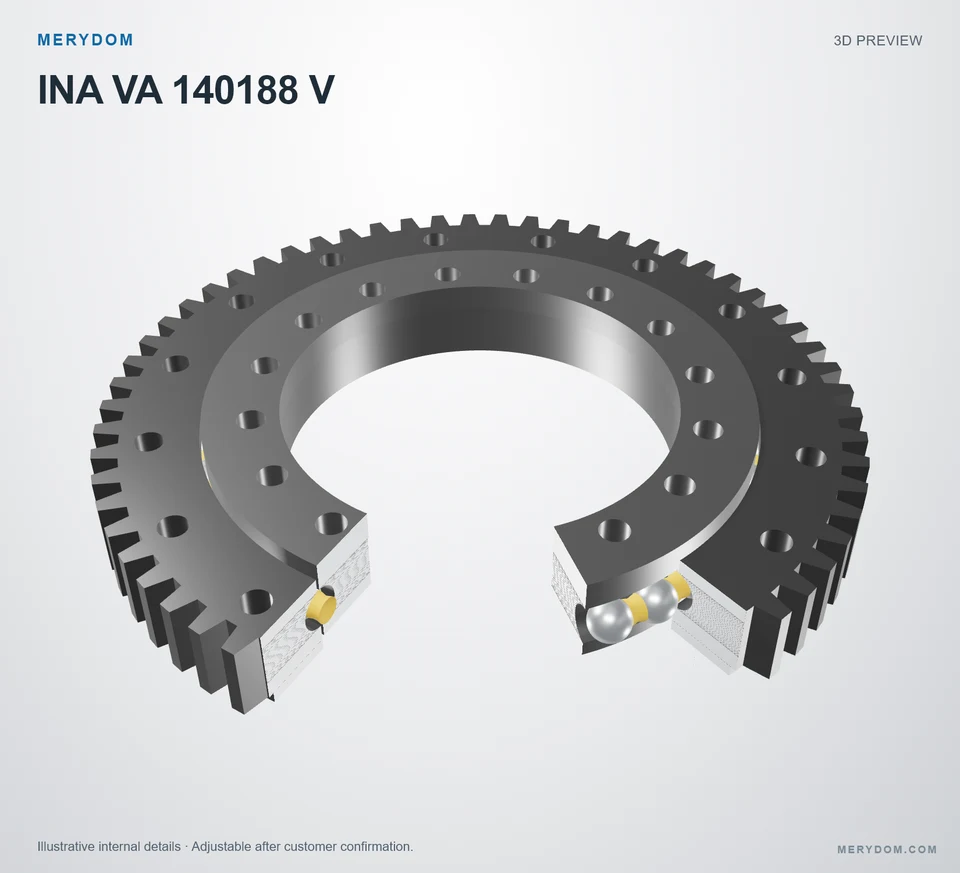 3D model preview of the MERYDOM replacement slewing bearing for INA VA 140188 V.