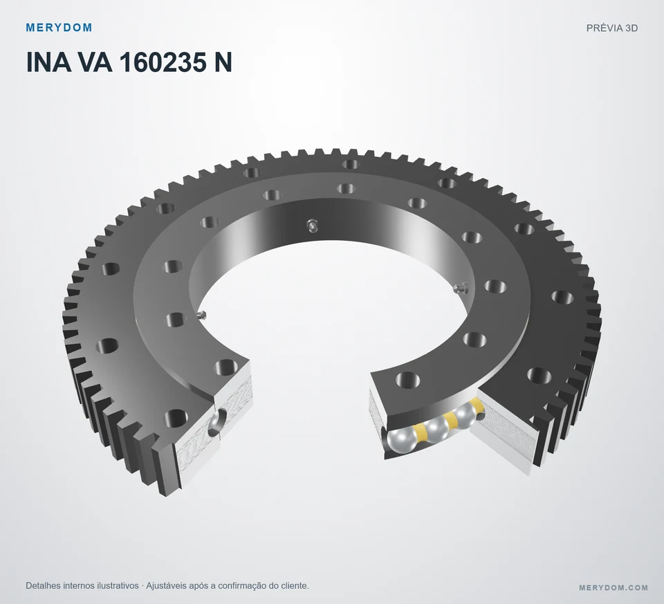 Prévia do modelo 3D do rolamento de giro de substituição MERYDOM para INA VA 160235 N.