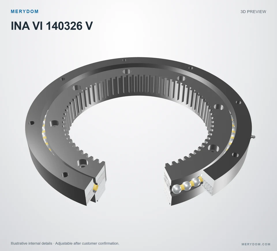 3D model preview of the MERYDOM replacement slewing bearing for INA VI 140326 V.